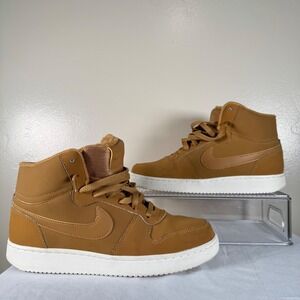 Nike Ebernon Mid Winter Womens 8.5 Wheat Tan Sneakers AV2478-700 Faux‎ Fur Lined